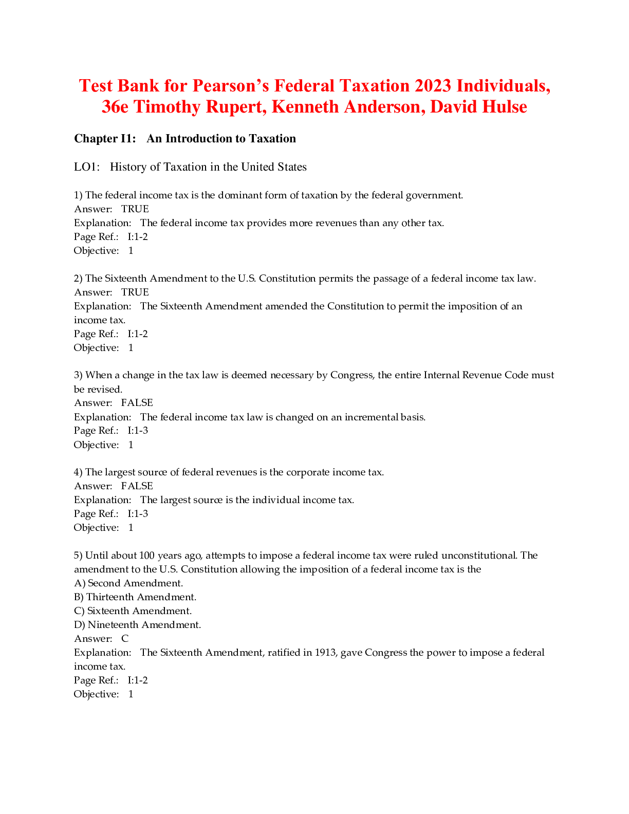 Preview of Pearson’s Federal Taxation 2023 Individuals, 36e Timothy Rupert, Kenneth Anderson, David H